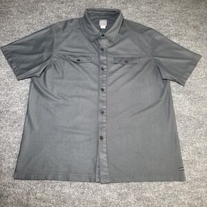 Vtg Quicksilver Y2K Black Gray Double Pocket Button‎ Up Shirt Men's 2XL